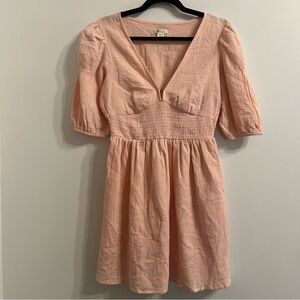 Billabong Spellbound Smocked Mini Dress Peachy Daze Women’s Size Medium Cotton